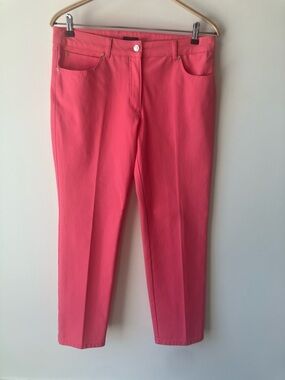 ESCADA Pink Ruby High-Waist Stretch Trousers Gold Button Women’s 40 EU 10US NWOT